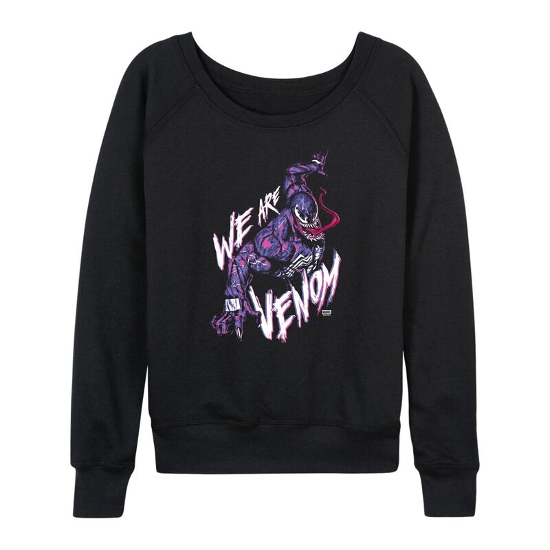 アニメキャラクター レディース トップス Tシャツ プラスサイズ パイル Licensed Character Plusize Marvel Venom We Are Marvel Venom French Terry Long Sleeve Tee Black ブラック