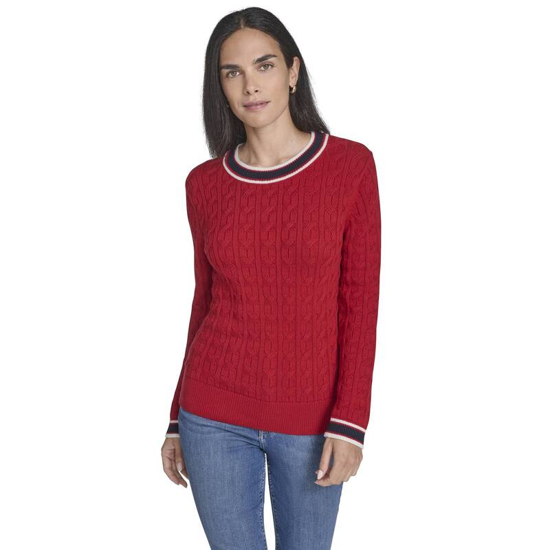 ナウティカ レディース アウター ニット・セーター クルーネック Women's Nauticable Knit Crewneck Sweater Haute Red Multi レッド｜ReVida 店 10,625円