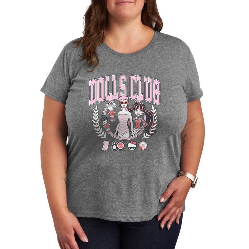 アニメキャラクター レディース トップス Tシャツ プラスサイズ グラフィック Licensed Character Plusize Mattel 80th Dolls Club Graphic Tee Heather Gray グレー
