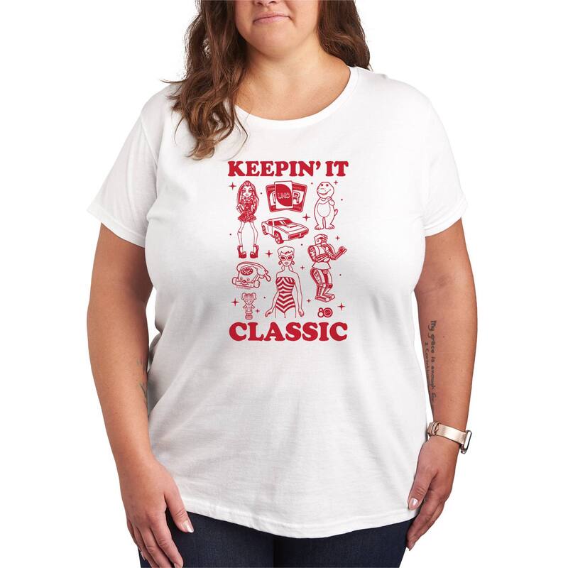 アニメキャラクター レディース トップス Tシャツ プラスサイズ グラフィック Licensed Character Plusize Mattel Keepin' It Classic Graphic Tee White ホワイト