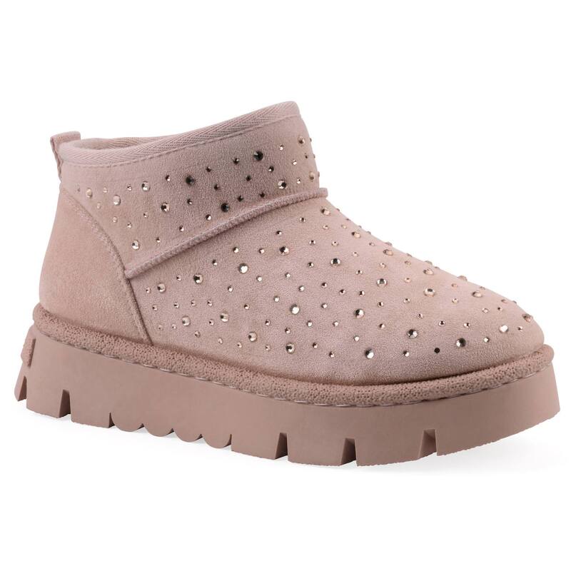 白いこと牟礼 レディース シューズ ブーツ・レインブーツ アンクル White Mountain Tomas Women\u0027s Faux Fur Lined Ankle Booties Blush Faux Suede 毛はらい レディース靴-ブーツ