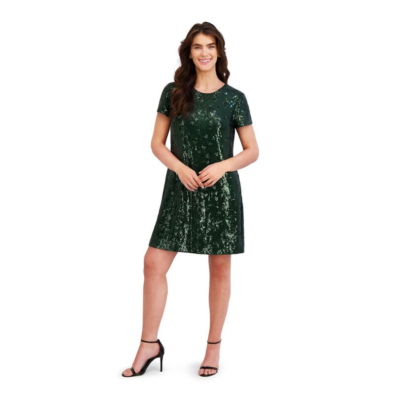 ロンドンタイムス レディース トップス ワンピース Tシャツ スパンコール Women's London Timesequin T-Shirt Dress Hunter