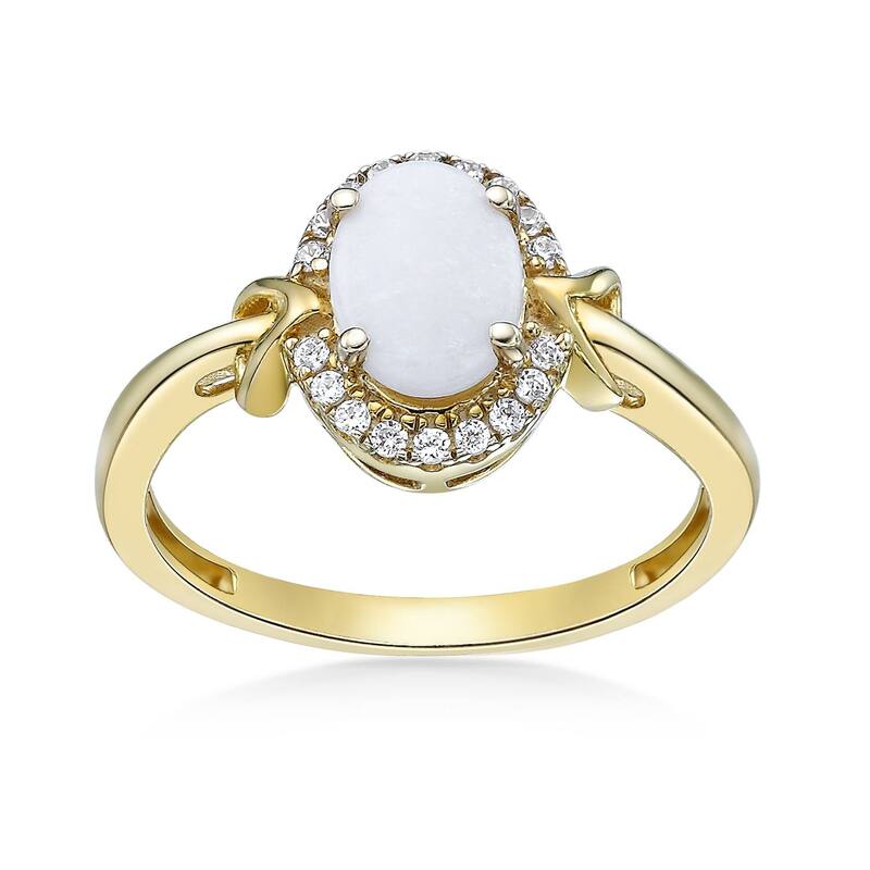 Gemminded レディース アクセサリー リング Gemminded 10k Gold 1/10 Carat.W. Diamond & Opal Diamond Ring 10k Gold ゴールド