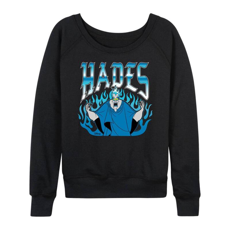 アニメキャラクター レディース トップス Tシャツ パイル Licensed Character Women's Disney's Hercules Hades French Terry Long Sleeve Tee Black ブラック