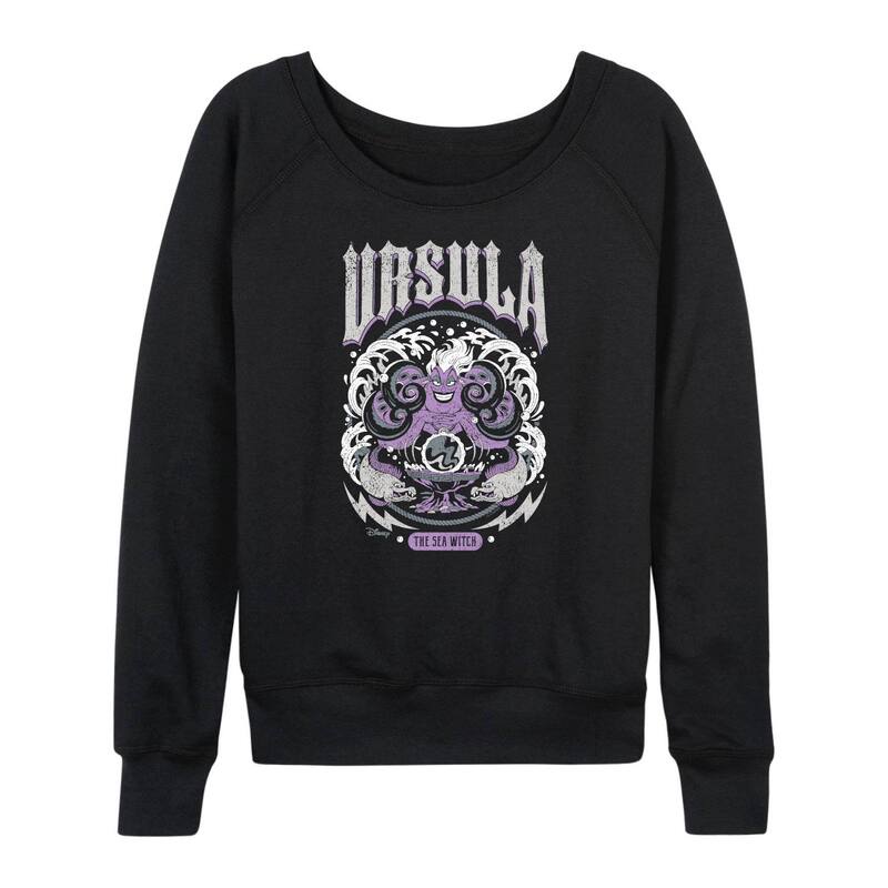 アニメキャラクター レディース トップス Tシャツ パイル Licensed Character Women's Disney's The Little Mermaid Ursula The Sea Witch French Terry Long Sleeve Tee Black ブラック