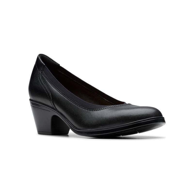クラークス レディース シューズ パンプス なめし革 踵 Clarks Emily2 Edyth Women\u0027s Leather Block Heel Pumps Black Leather 黒いこと レディース靴-靴