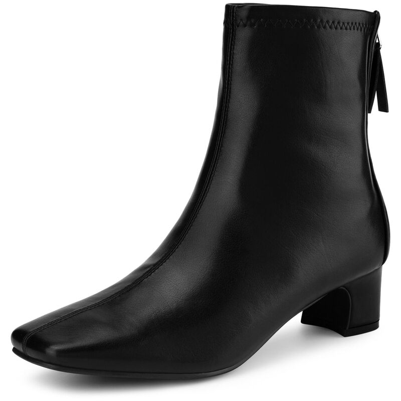 アレグラ ケー レディース シューズ ブーツ・レインブーツ アンクル ヒール ALLEGRA K Women\'square Toe Block Heels Ankle Boots Black ブラック