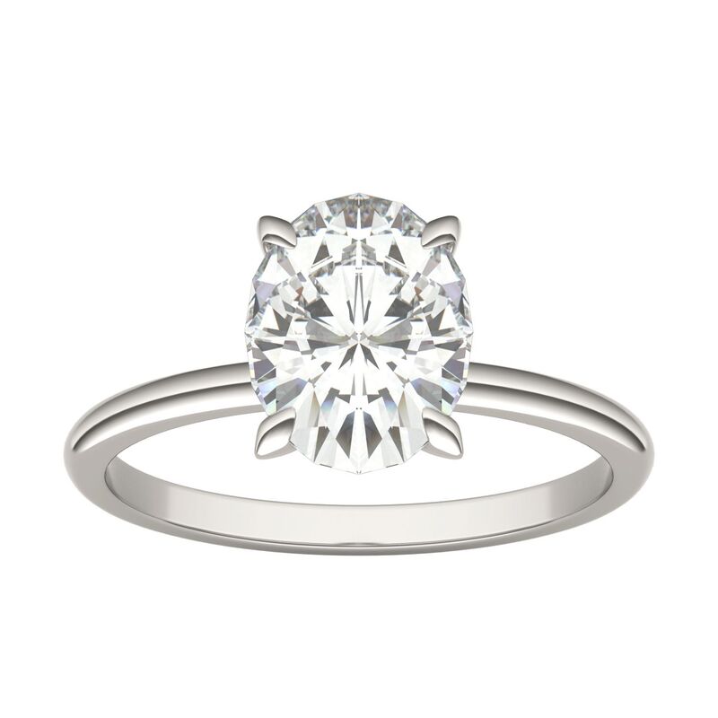 チャールズ アンド コルバード レディース アクセサリー リング Charles & Colvard 2 Carat.W. Lab-Created Moissanite Oval Solitaire Ring 10k White Gold ホワイト