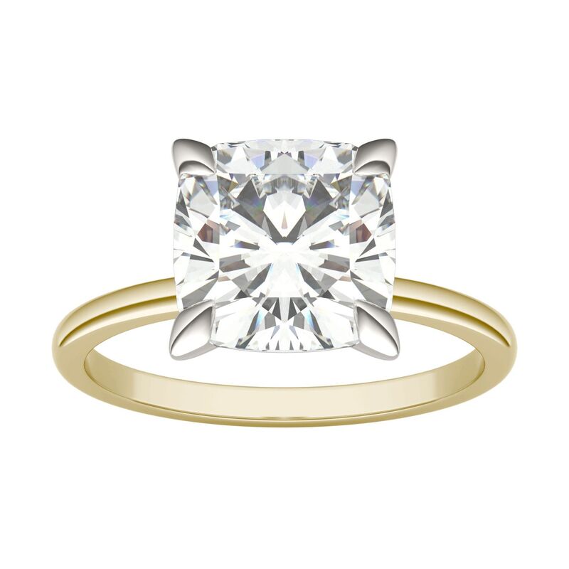 チャールズ アンド コルバード レディース アクセサリー リング Charles & Colvard 10k Gold Lab-Created Moissanite Cushion Solitaire Ring 10k Two Tone ゴールド