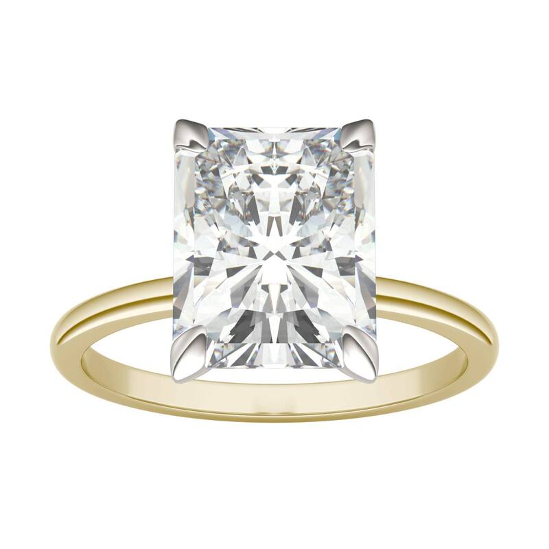 チャールズ アンド コルバード レディース アクセサリー リング Charles & Colvard 3 7/8 Carat.W. Lab Created Moissanite Radiant Solitaire Ring 10k Two Tone