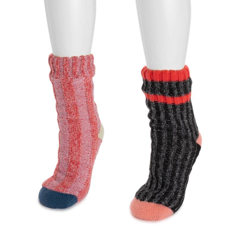 ムクルクス レディース シューズ サンダル Women's MUK LUKS 2-Pack Color Blocked Cabin Slipper Socks Ebony Pink ピンク