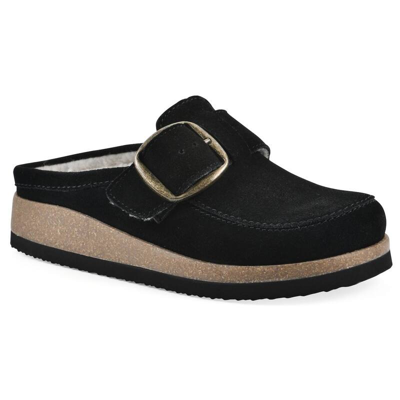 ホワイトマウンテン レディース シューズ サンダル White Mountain Bueno Women'slip-On Clogs With Buckle Detail Black Suede Fur ブラック