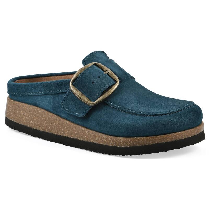 ホワイトマウンテン レディース シューズ サンダル White Mountain Bueno Women'slip-On Clogs With Buckle Detail Petro Blue Suede ブルー