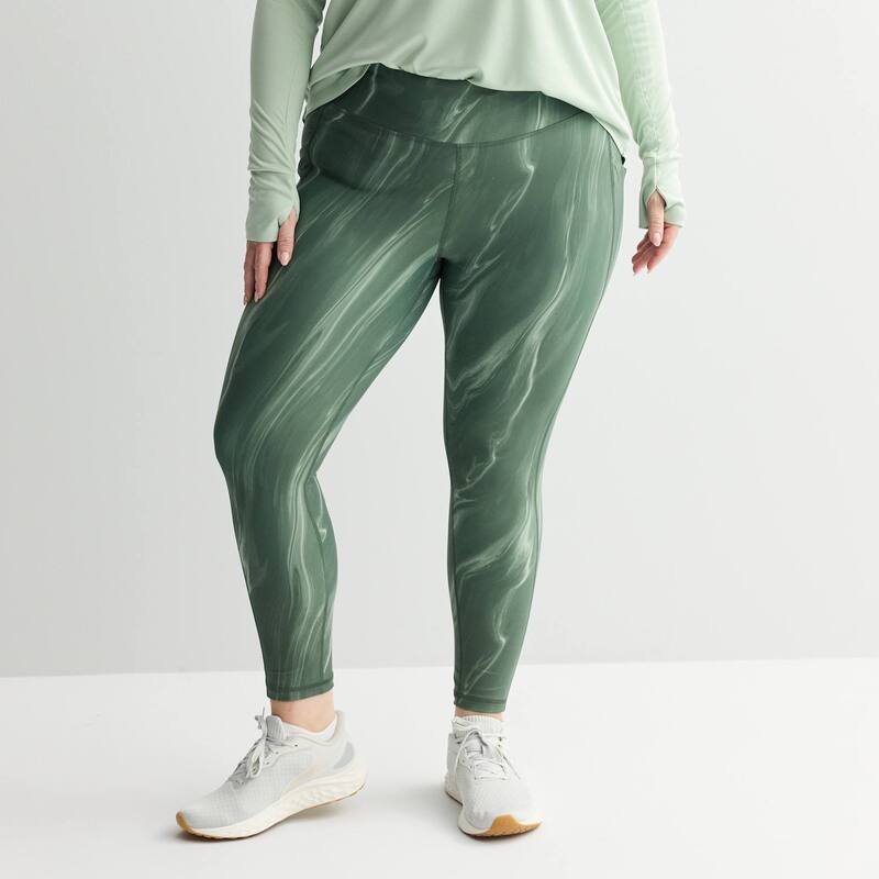 Tek Gear レディース ボトムス カジュアルパンツ プラスサイズ レギンス ハイウエスト Plusize Tek Gear Ultrastretchigh-Waisted Side Pocket 7/8 Leggings Olive Marble オリーブ