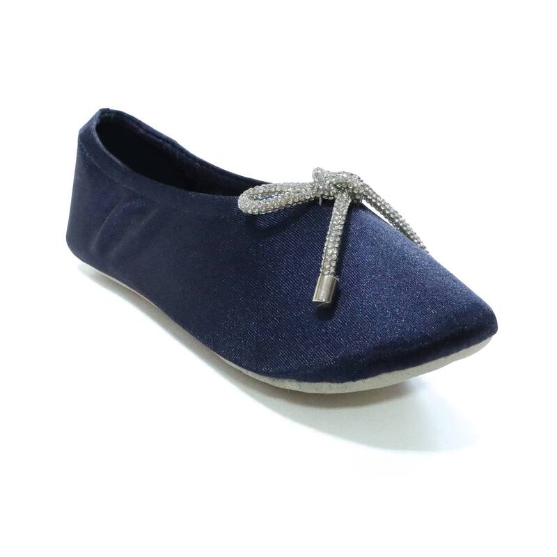 アイソトナー レディース シューズ サンダル サテン isotoner Satin Ballerina Women's Bow Accent Slippers Navy ネイビー