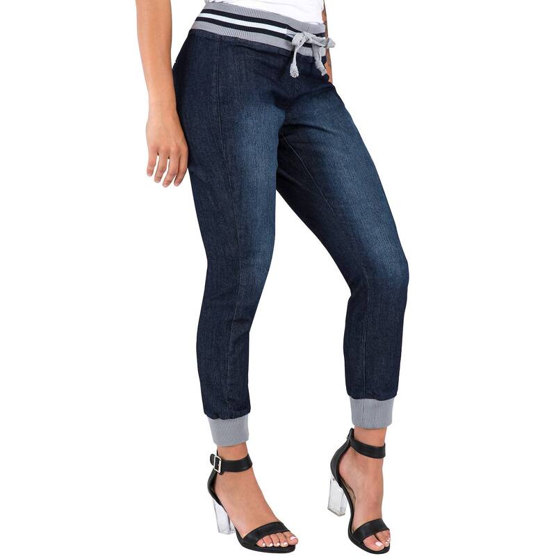 ポエティック ジャスティス レディース ボトムス カジュアルパンツ リブ デニム Poetic Justice Women's Blue Stretch Denim Ribbed Waistband Jogger Pants Medium Blue ブルー 14,045円