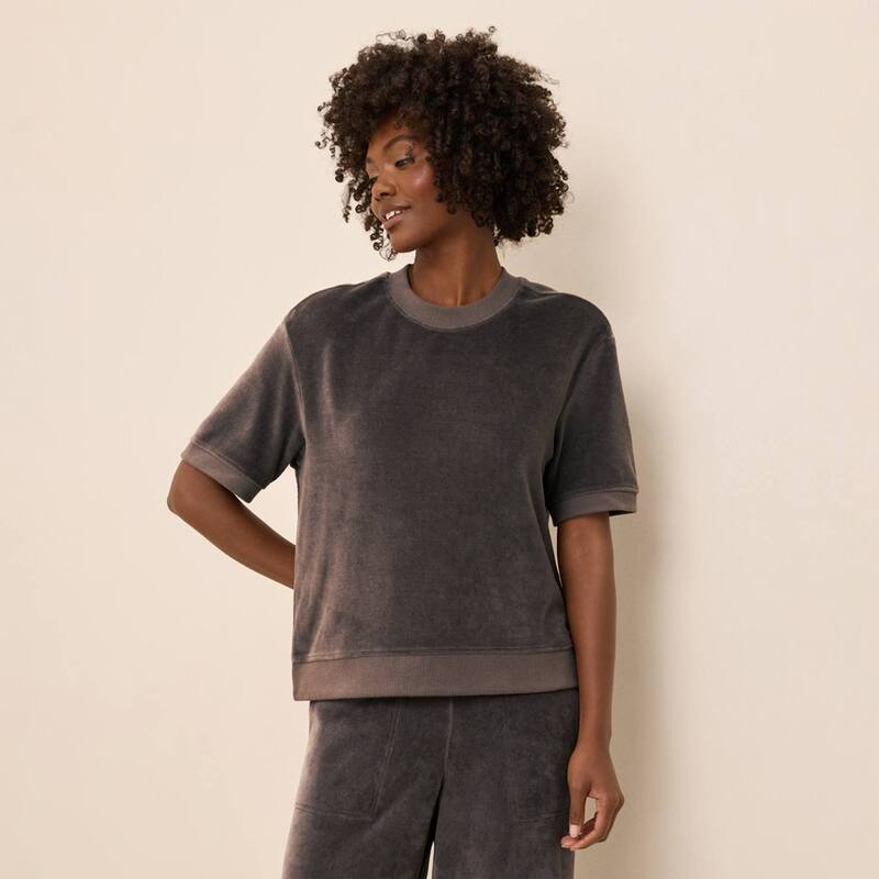 パクト レディース トップス Tシャツ コットン Pact Cotton Velour T-Shirt Graphite グラファイト