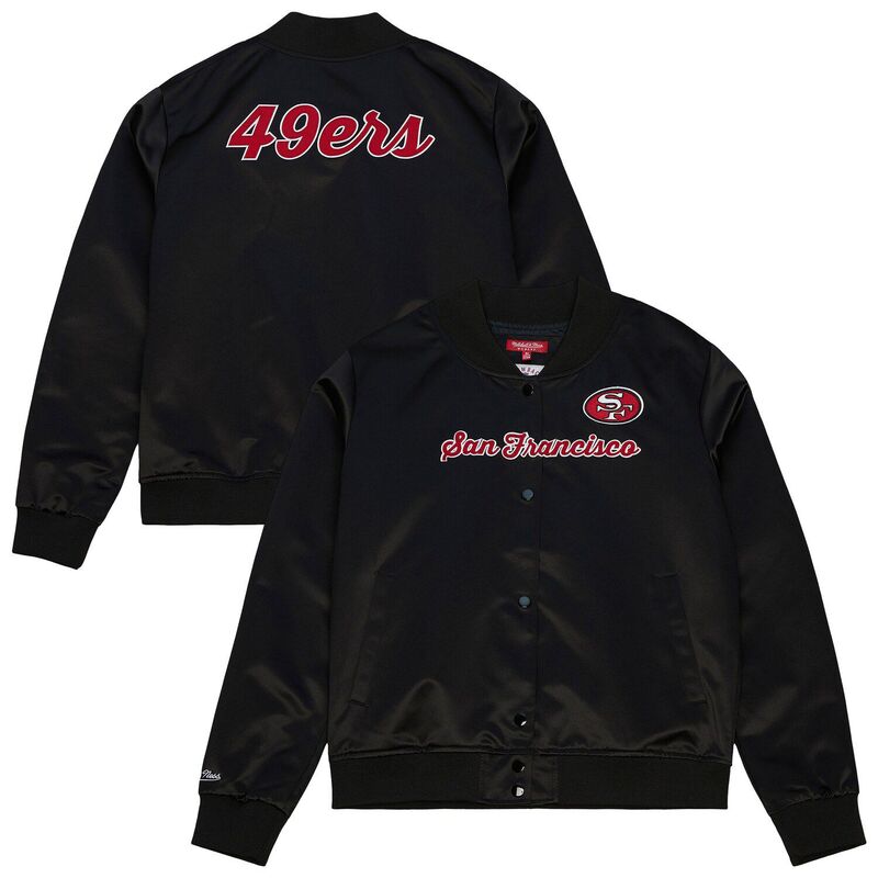 ミッチェル&ネス レディース アウター ジャケット・ブルゾン サテン Women's Mitchell & Ness Black San Francisco 49ers Full-Snap Satin Jacket 49r Black ブラック