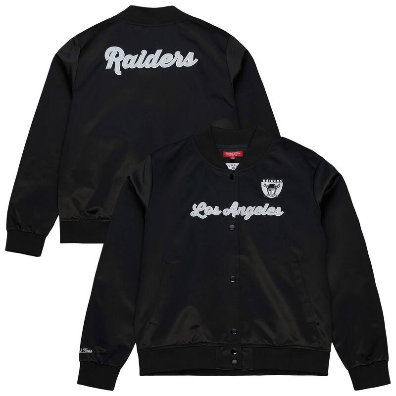 ミッチェル&ネス レディース アウター ジャケット・ブルゾン サテン Women's Mitchell & Ness Black Las Vegas Raiders Full-Snap Satin Jacket Lvr Black ブラック