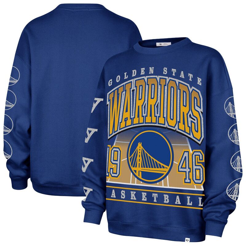 フォーティセブンブランド レディース トップス プルオーバー 汗水 47 Brand Women\u0027s \u002747 Royal Golden State Warriors Go Big Oversized Sweatshirt War Blue 青色