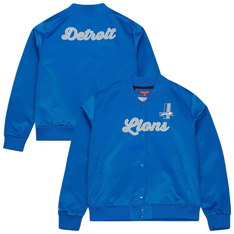 ミッチェル&ネス レディース アウター ジャケット・ブルゾン サテン Women's Mitchell & Ness Blue Detroit Lions Full-Snap Satin Jacket Lns Blue ブルー