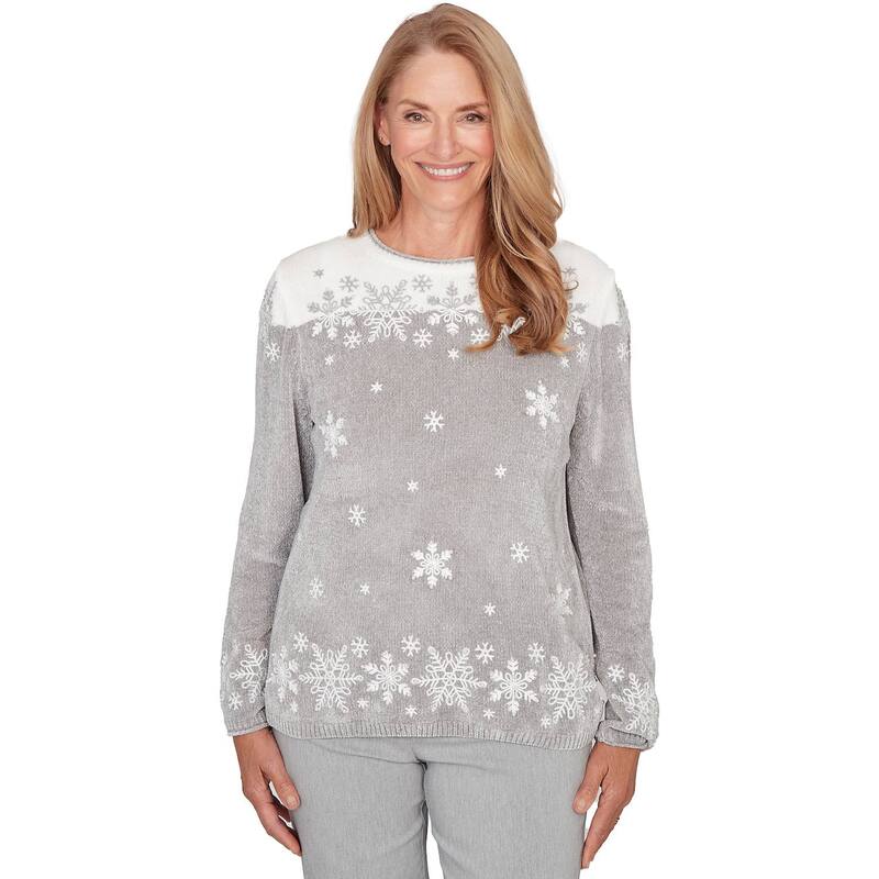 アルフレッド ダナー レディース アウター ニット・セーター Women's Alfredunner Snowflakembroidery Chenille Sweater Pewter ピューター