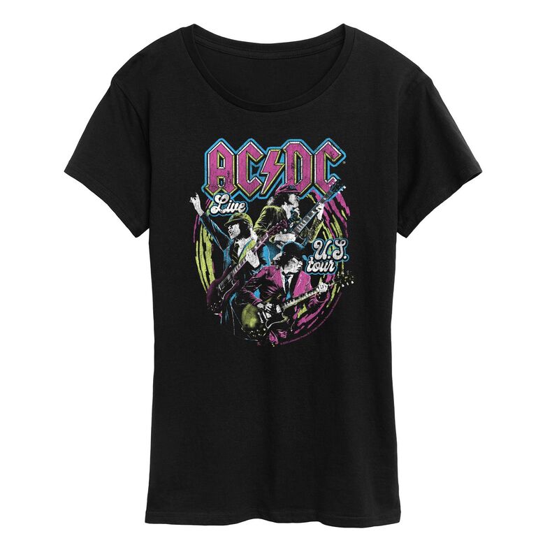 アニメキャラクター レディース トップス Tシャツ グラフィック Licensed Character Women's ACDC Live U.S. Tour Graphic Tee Black ブラック
