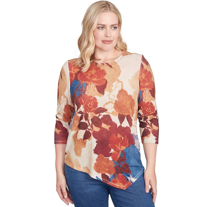 アルフレッド ダナー レディース トップス Tシャツ アシンメトリー フラワー柄 フラワー Women's Alfredunner Dramatic Abstract Floral Asymmetrical Top Spice Multi マルチカラー
