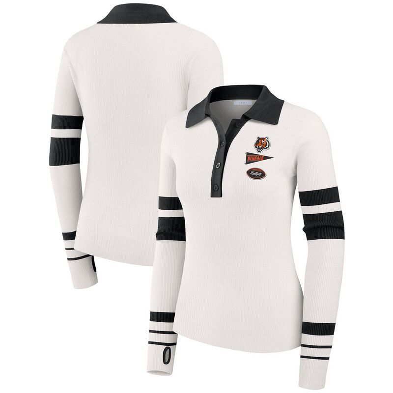 ウェア バイ エリン アンドルーズ レディース アウター ニット・セーター ポロシャツ リブ Women's WEAR by Erin Andrews White Cincinnati Bengals Ribbed Henley Polo Bng White ホワイト