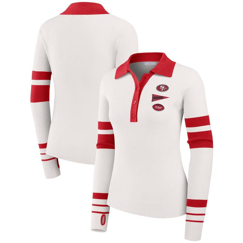 ウェア バイ エリン アンドルーズ レディース アウター ニット・セーター ポロシャツ リブ Women's WEAR by Erin Andrews White San Francisco 49ers Ribbed Henley Polo 49r White ホワイト