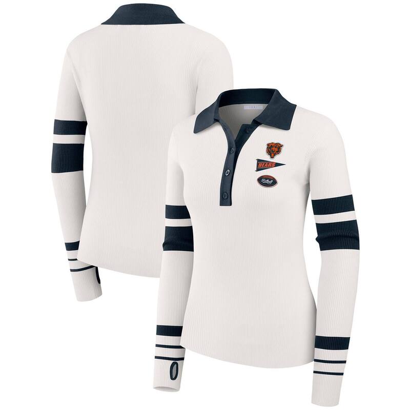 ウェア バイ エリン アンドルーズ レディース アウター ニット・セーター ポロシャツ リブ Women's WEAR by Erin Andrews White Chicago Bears Ribbed Henley Polo Brs White ホワイト