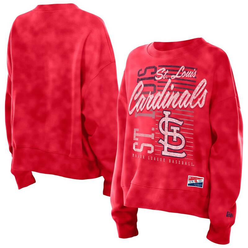 ニュー内鰓 レディース トップス プルオーバー 流汗 クロップド Women\u0027s New Era Red St. Louis Cardinals Boxy Mineral Wash Dolmen Sleeve Cropped Sweatshirt Crd Red 赤いこと
