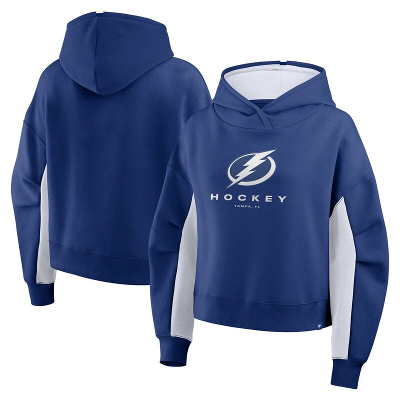 ファナティクス レディース トップス プルオーバー パーカー Women\u0027s Fanatics Blue Tampa Bay Lightning Back Check Boxy Hoodie Lgh Blue 青色