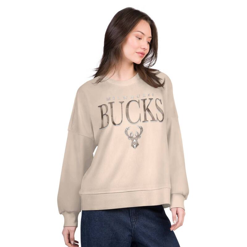 ジースリー フォーハー バイ カール バンクス レディース トップス Tシャツ スウェット Women's G-III 4Her by Carl Banks Natural Milwaukee Bucks Oversized Vet II Sweatshirt Buk Beige ベージュ