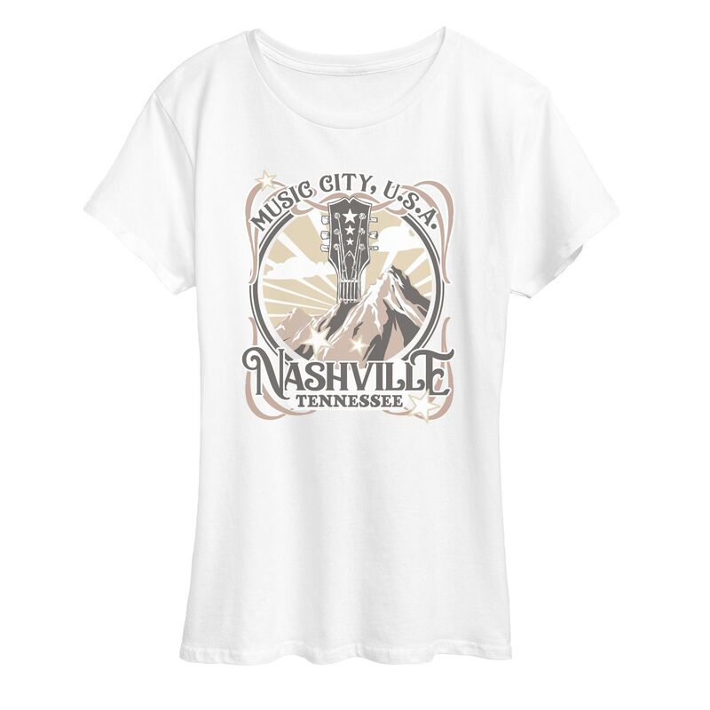 アニメキャラクター レディース トップス Tシャツ グラフィック Licensed Character Women's Nashville Tennessee Musicity Graphic Tee White ホワイト