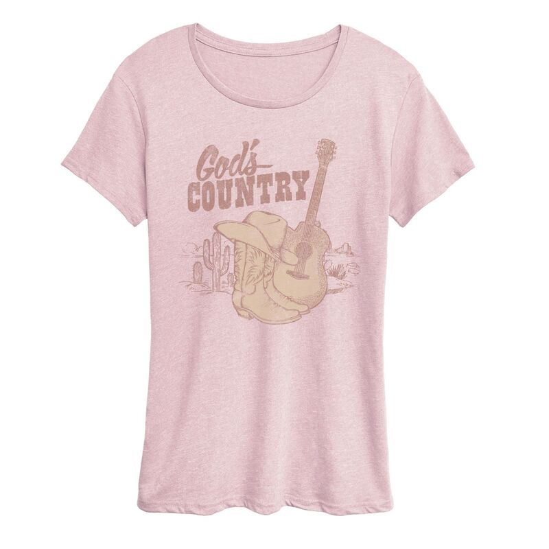 アニメキャラクター レディース トップス Tシャツ グラフィック Licensed Character Women's God's Country Western Graphic Tee Heather Pink ヘザー