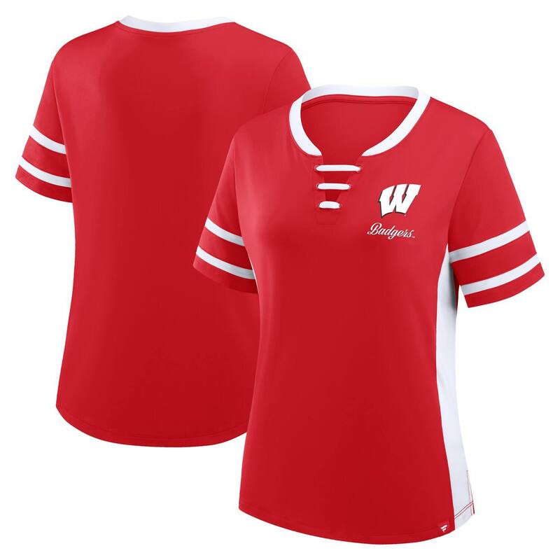 ファナティクス レディース トップス ティーシャツ スピード競技 Women\u0027s Fanatics Red/White Wisconsin Badgers Be Fearless Athena Lace-Up T-Shirt Wis Red 赤いこと レディースファッション-トップス