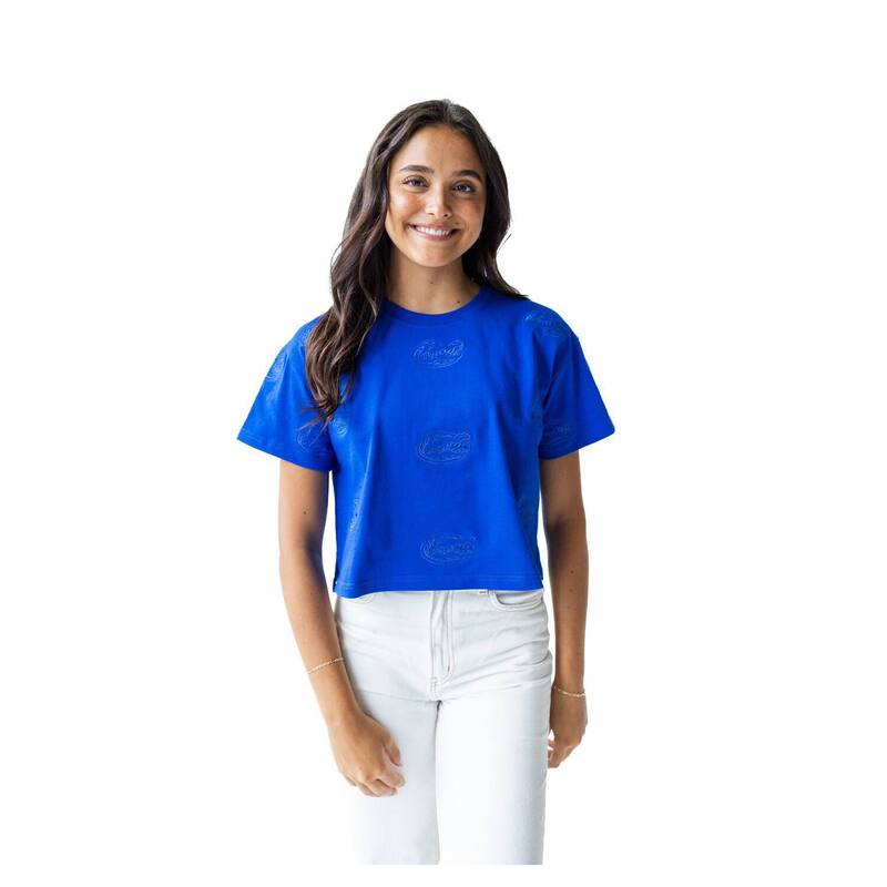 アンブランデッド レディース トップス Tシャツ プリント クロップド Unbranded Women Gameday Social Royal Florida Gators Allover Print Heavyweight Cropped T-Shirt Fld Blue ブルー