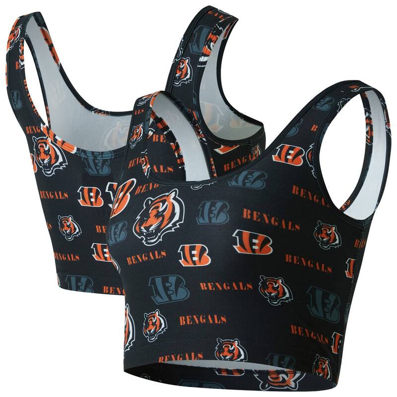 アンブランデッド レディース アンダー御召しもの ブラ 刷り上げる Unbranded Women\u0027s Conceptsport Black Cincinnati Bengals Mosaic Allover Print Bralette Bng Black 黒いこと