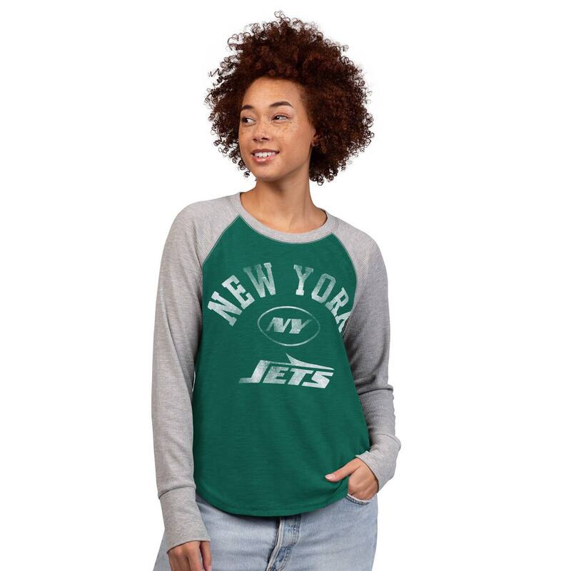 ジースリー フォーハー バイ カール バンクス レディース トップス Tシャツ ニット 長袖 Women's G-III 4Her by Carl Banks Green/Heather Gray New York Jets Waffle Knit Raglan Long-Sleeve T-Shirt Jet Green グリーン 9,485円