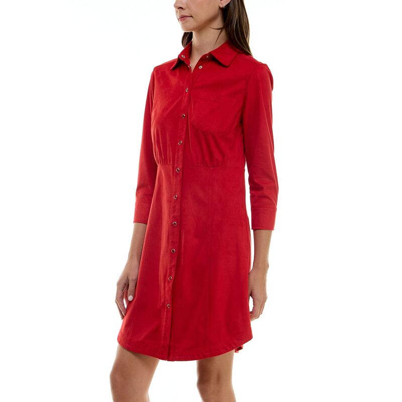 ニコルミラー レディース トップス ワンピース シャツ スエード Women's Nicole Miller Suede Shirtdress Red レッド