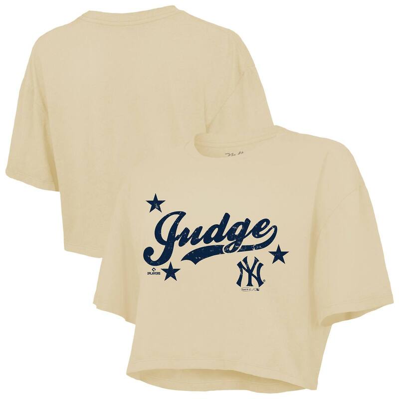 マジェスティック レディース トップス Tシャツ Women's Majestic Threads Aaron Judge Cream New York Yankees Boxy Crop Top Ynk Beige ベージュ