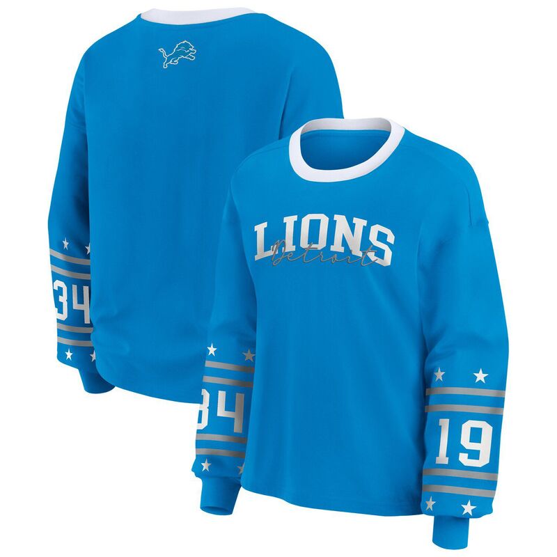 ウェア バイ エリン アンドルーズ レディース トップス Tシャツ プラスサイズ 長袖 Women WEAR by Erin Andrews Blue Detroit Lions Plusize Sport Long-Sleeve T-Shirt Lns Blue ブルー