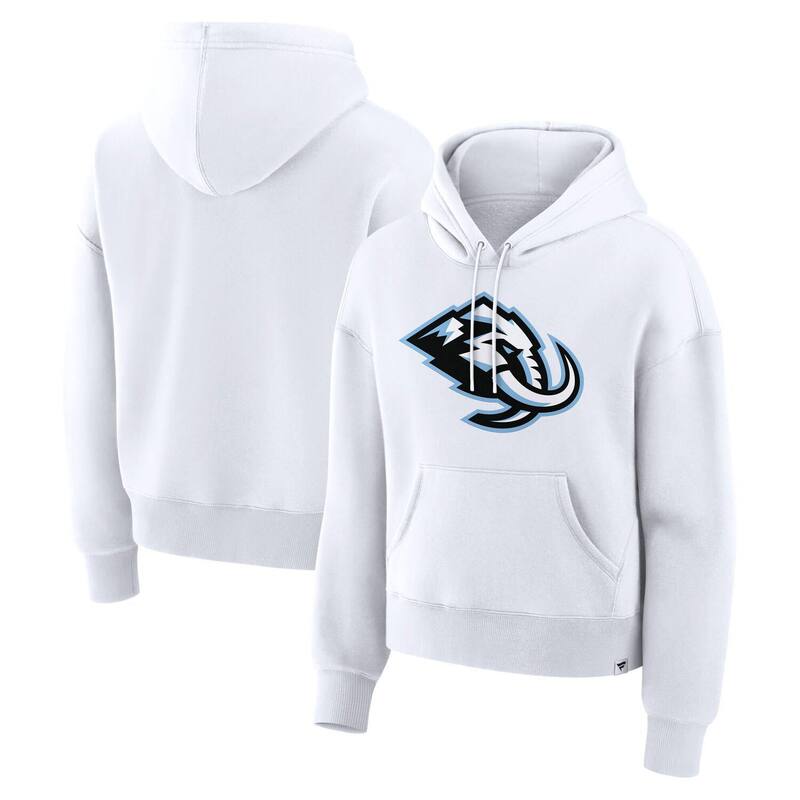 ファナティクス レディース トップス プルオーバー ロゴタイプ フリース パーカー Women\u0027s Fanatics White Utah Mammoth Primary Logo Legacy Fleece Pullover Hoodie Utm White 白いこと