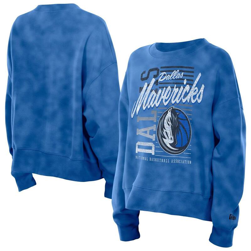 ニューエラ レディース トップス Tシャツ スウェット Women\'s New Era Blue Dallas Mavericks Boxy Throwback Mineral Wash Sweatshirt Mav Blue ブルー