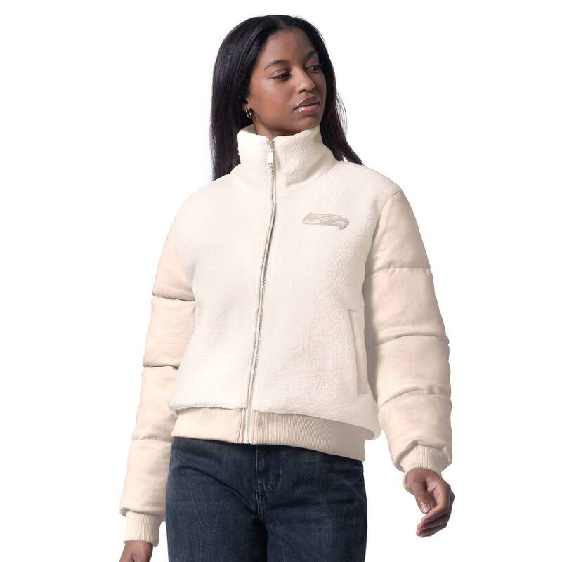 ジースリー フォーハー バイ 長い巻き毛 バンクス レディース アウター 上衣・上衣 Women\u0027s G-III 4Her by Carl Banks Cream Seattle Seahawks Cheerleader Sherpa Full-Zip Jacket Sea Beige ベージュ