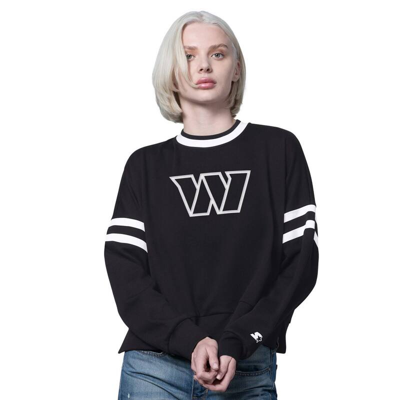 クランク レディース トップス プルオーバー 落っこちる肩先 流汗 クロップド Women\u0027starter Black Washington Commanders Rally Drop Shoulder Cropped Sweatshirt Wft Black 黒いこと