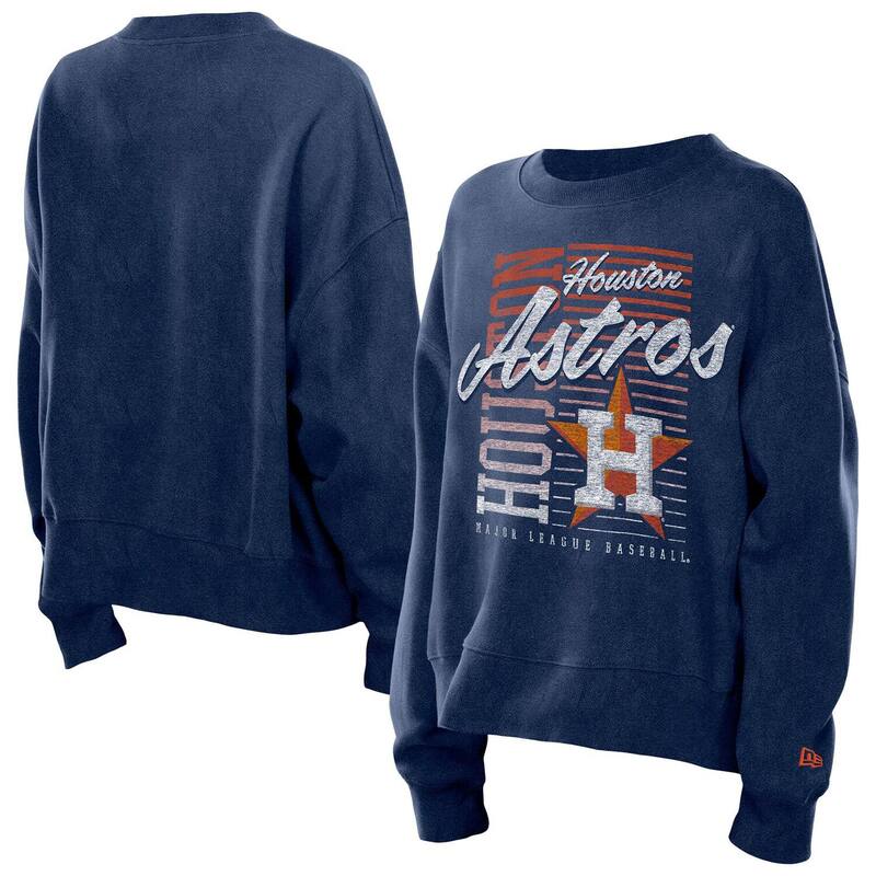ニューエラ レディース トップス Tシャツ スウェット クロップド Women\'s New Era Navy Houston Astros Boxy Mineral Wash Dolmen Sleeve Cropped Sweatshirt Ast Navy ネイビー