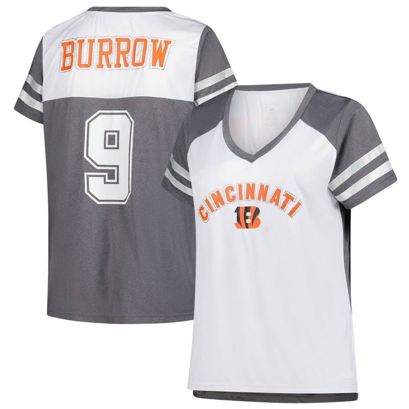 ファナティクス レディース トップス Tシャツ Vネック プラスサイズ Women's Fanatics Joe Burrowhite Cincinnati Bengals Plusize Bling V-Neck T-Shirt Bng White ホワイト