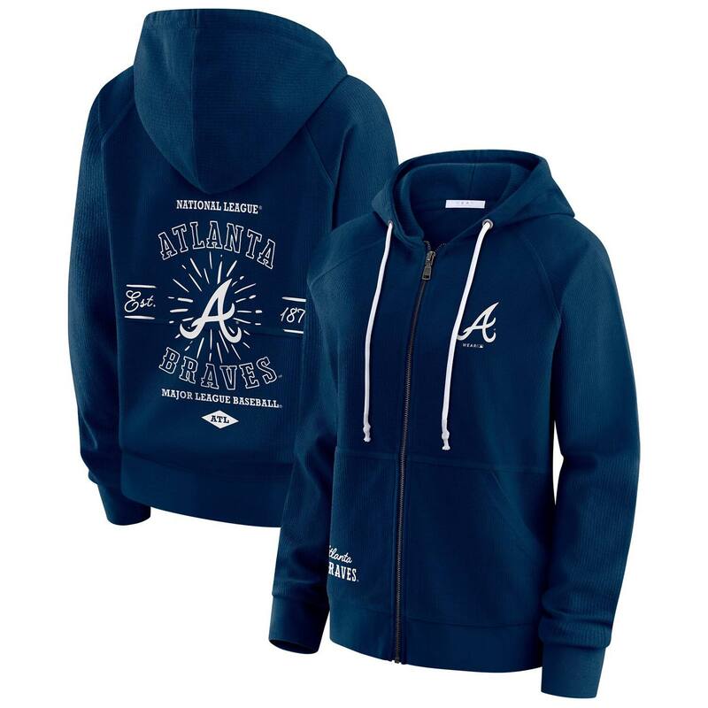 ウェア バイ エリン アンドルーズ レディース トップス Tシャツ ヴィンテージ パーカー Women's WEAR by Erin Andrews Navy Atlanta Braves Vintage Full-Zip Raglan Hoodie Brv Navy ネイビー